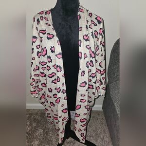 Women's 2XL Plus Size Leopard Animal Print Cardigan